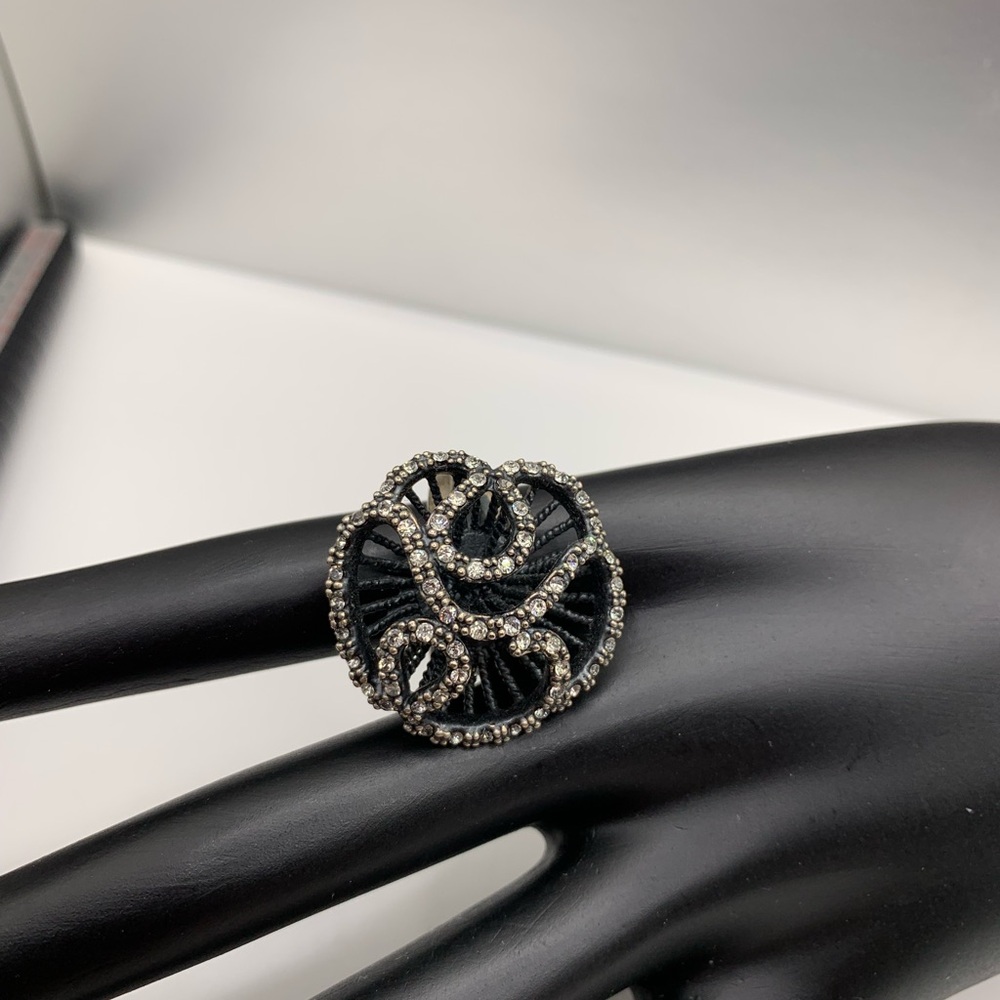 Black Rose Shaped CZ Ring